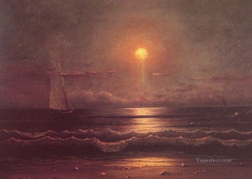  Johnson Painting - Sailing by Moonlight seascape Martin Johnson Heade